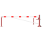 Swing barrier | with bracing tube and | pull rope reinforcement | to be fixed by plugs, hot-dip galvanized and red coated with white reflecting rings | Barrier arm length: 3500 mm | with Euro profile cylinder lock
